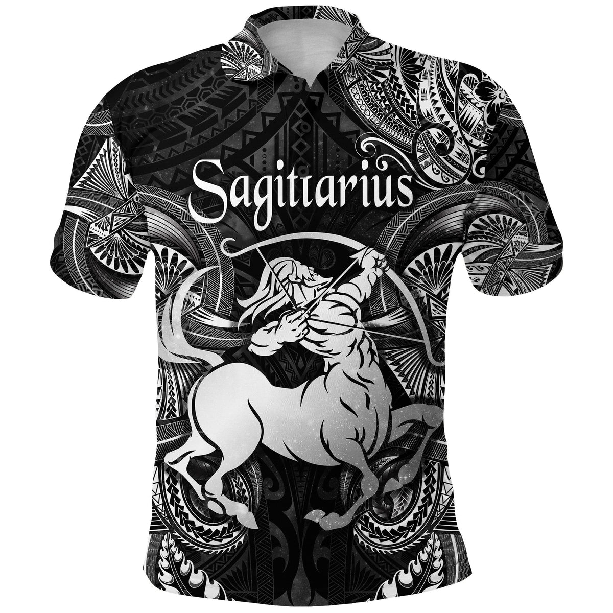 Custom Sagittarius Zodiac Polynesian Polo Shirt Unique Style Black LT8 - Wonder Print Shop
