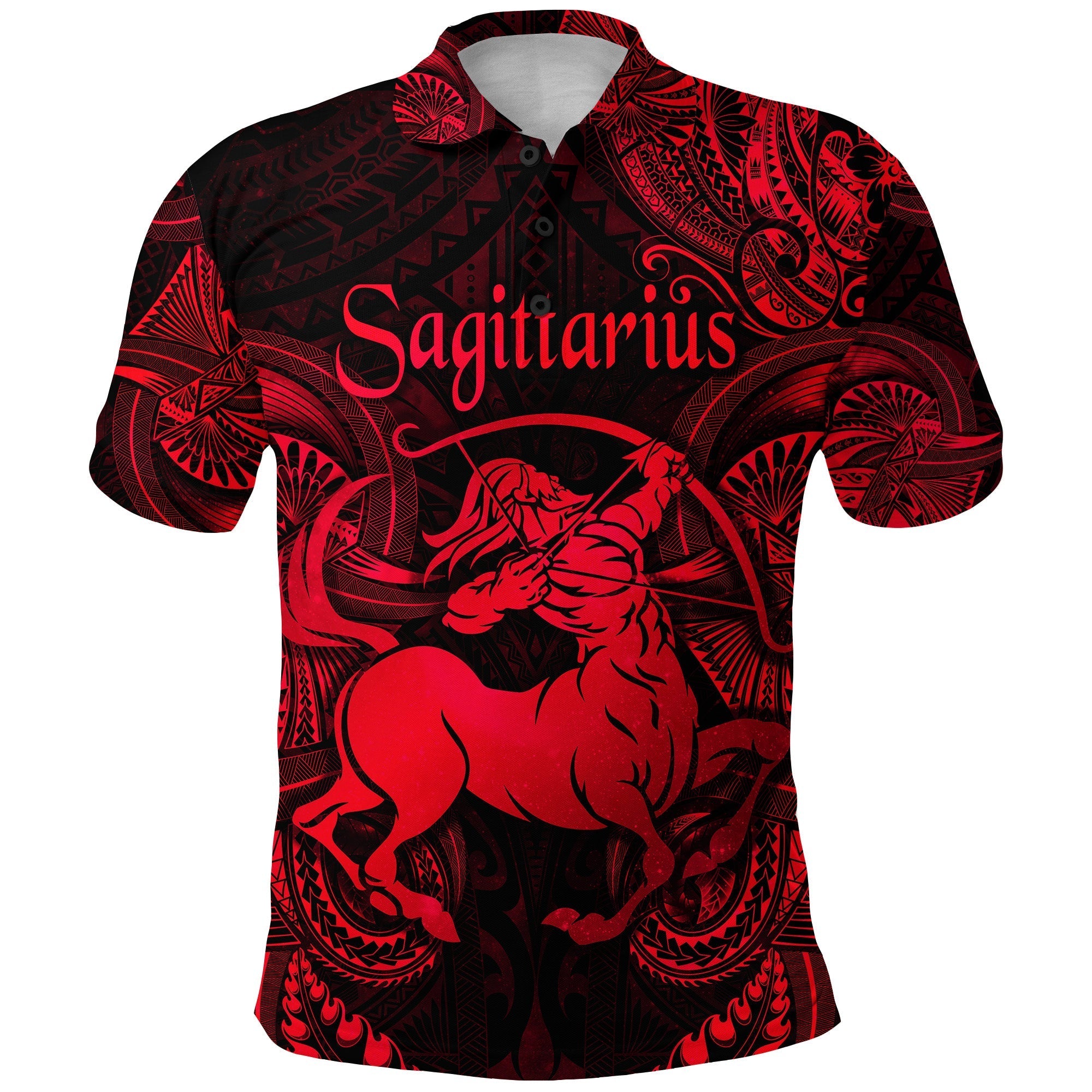 Sagittarius Zodiac Polynesian Polo Shirt Unique Style Red LT8 - Wonder Print Shop