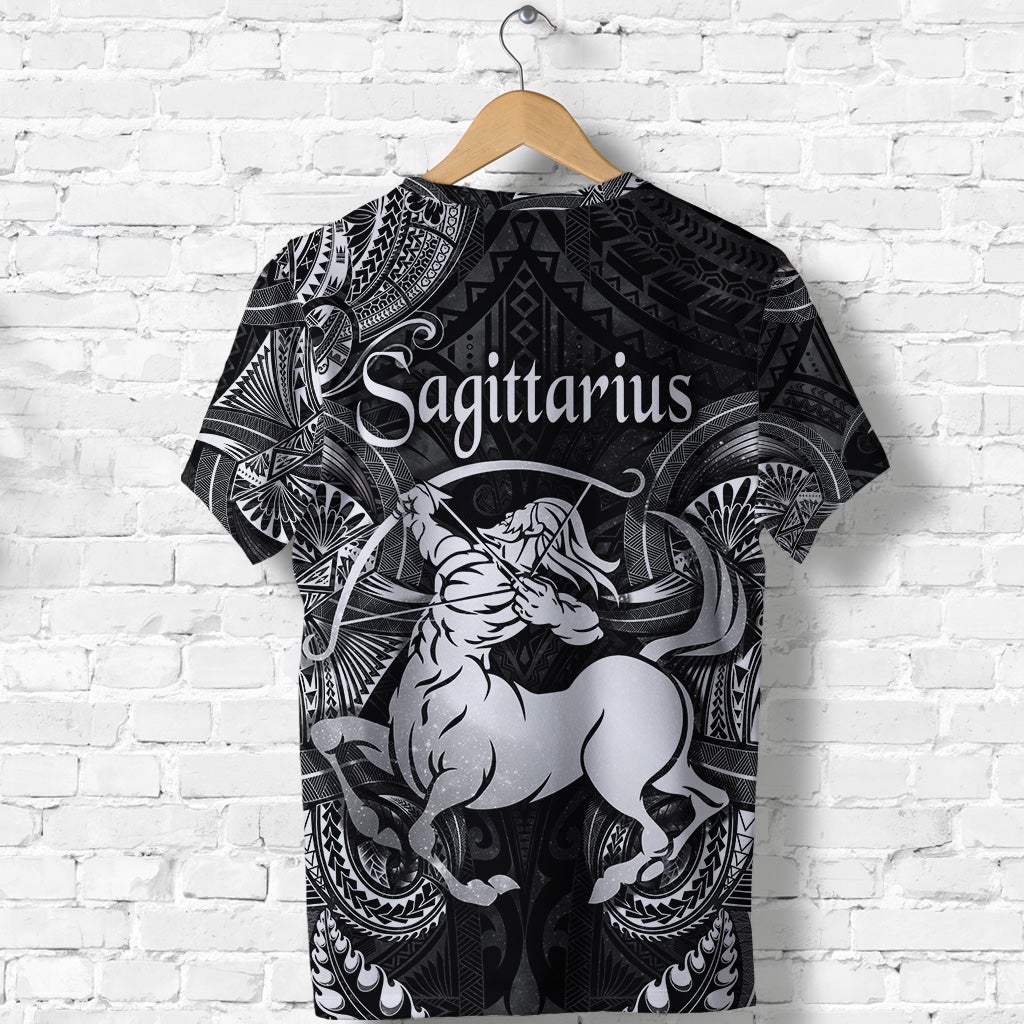 Sagittarius Zodiac Polynesian T Shirt Unique Style Black LT8 - Wonder Print Shop
