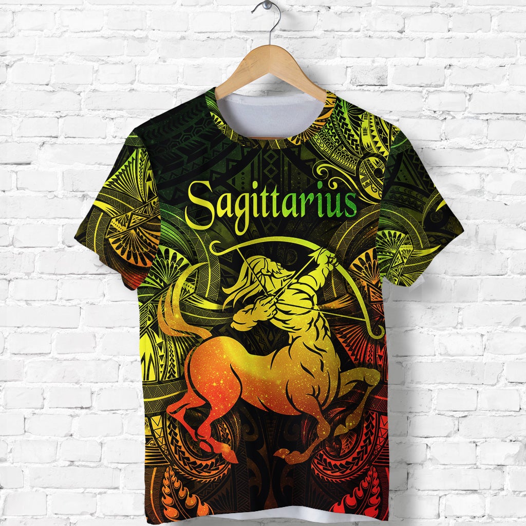 Custom Sagittarius Zodiac Polynesian T Shirt Unique Style Reggae LT8 - Wonder Print Shop