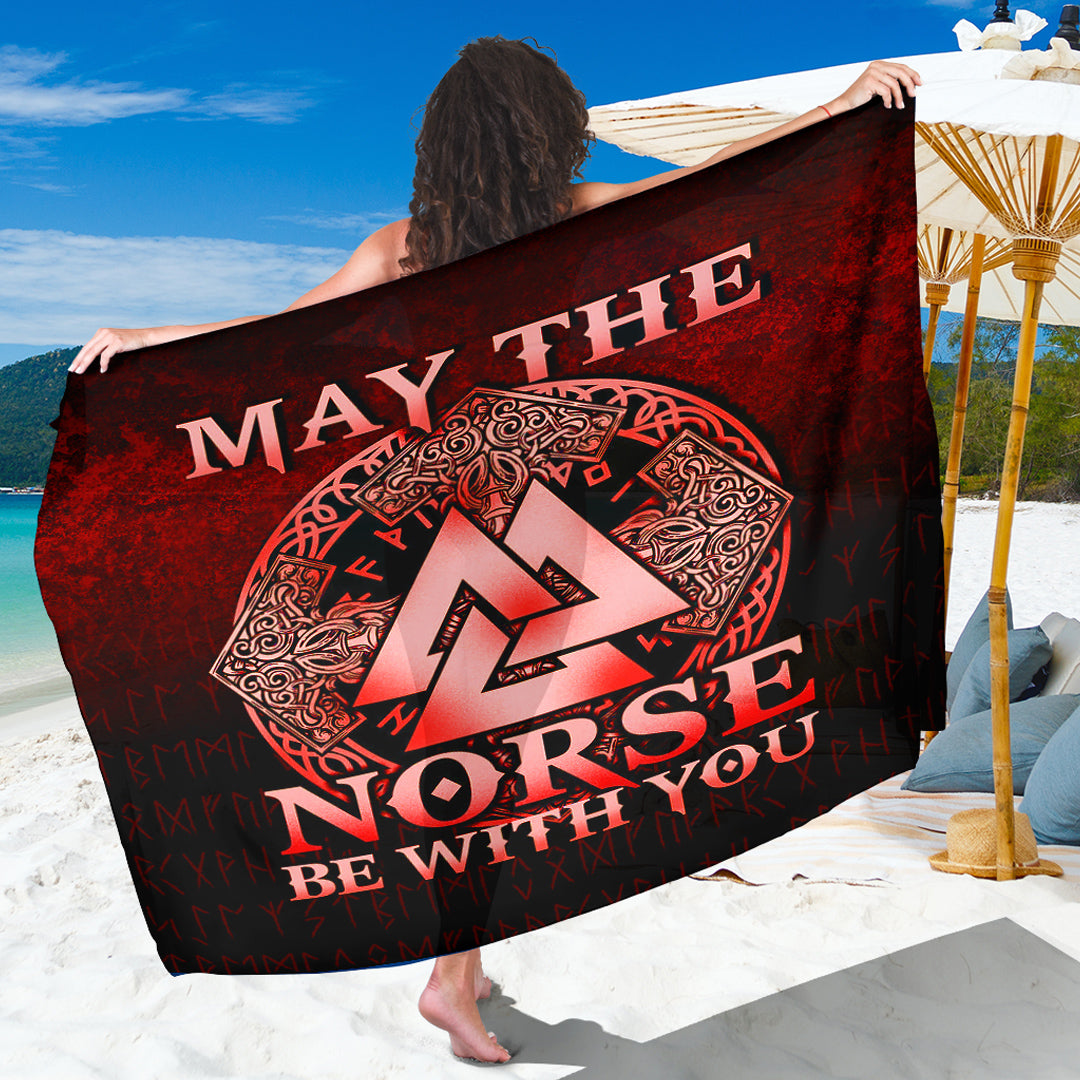 Viking Sarong - May The Norse Be With You Viking - Red Version Sarong RLT12 - Wonder Print Shop