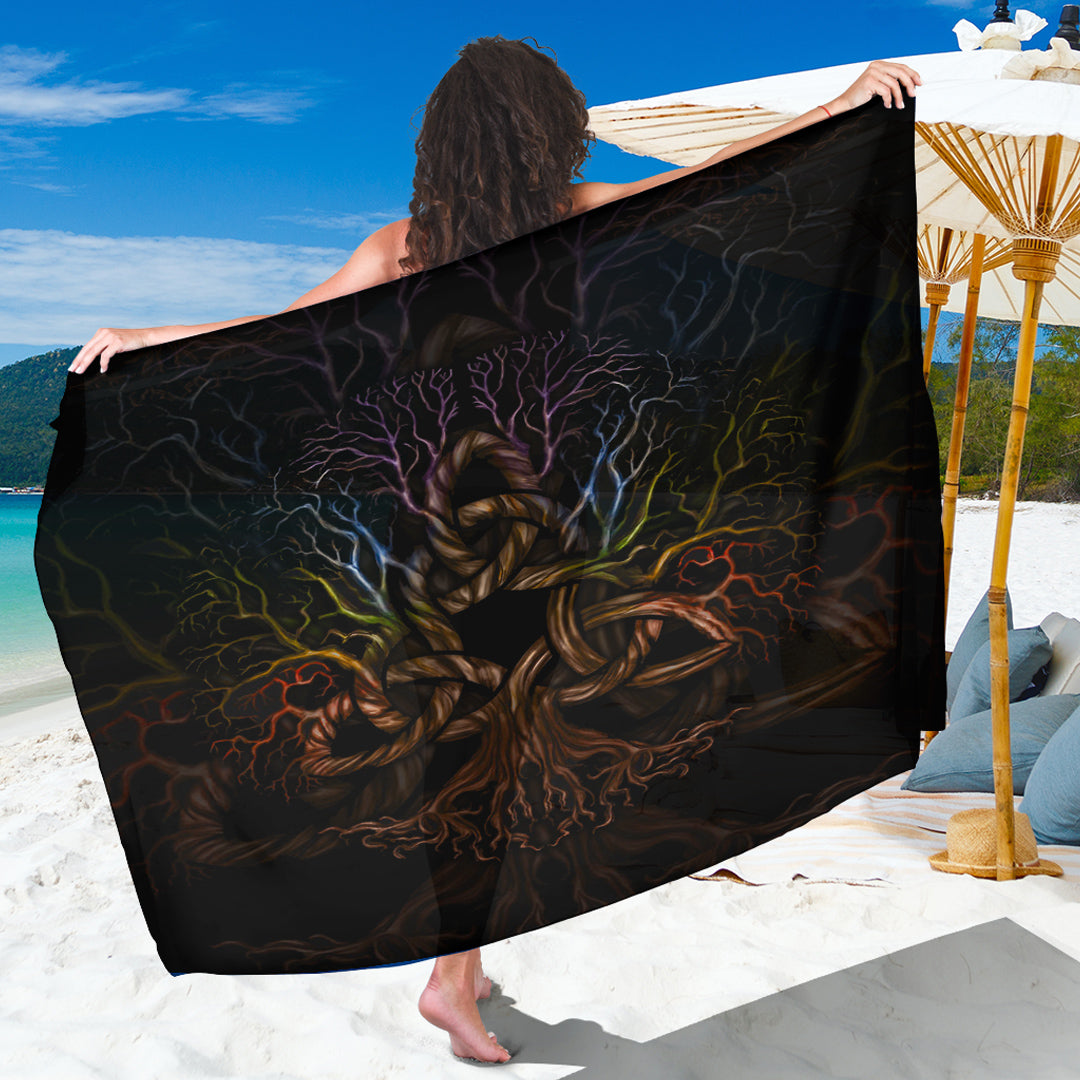 Viking Sarong - Colorful Tree Of Life With Triquetra Sarong RLT12 - Wonder Print Shop