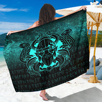 Viking Sarong - Nordic Warrior Valhalla Norse - Cyan Version Sarong RLT12 - Wonder Print Shop