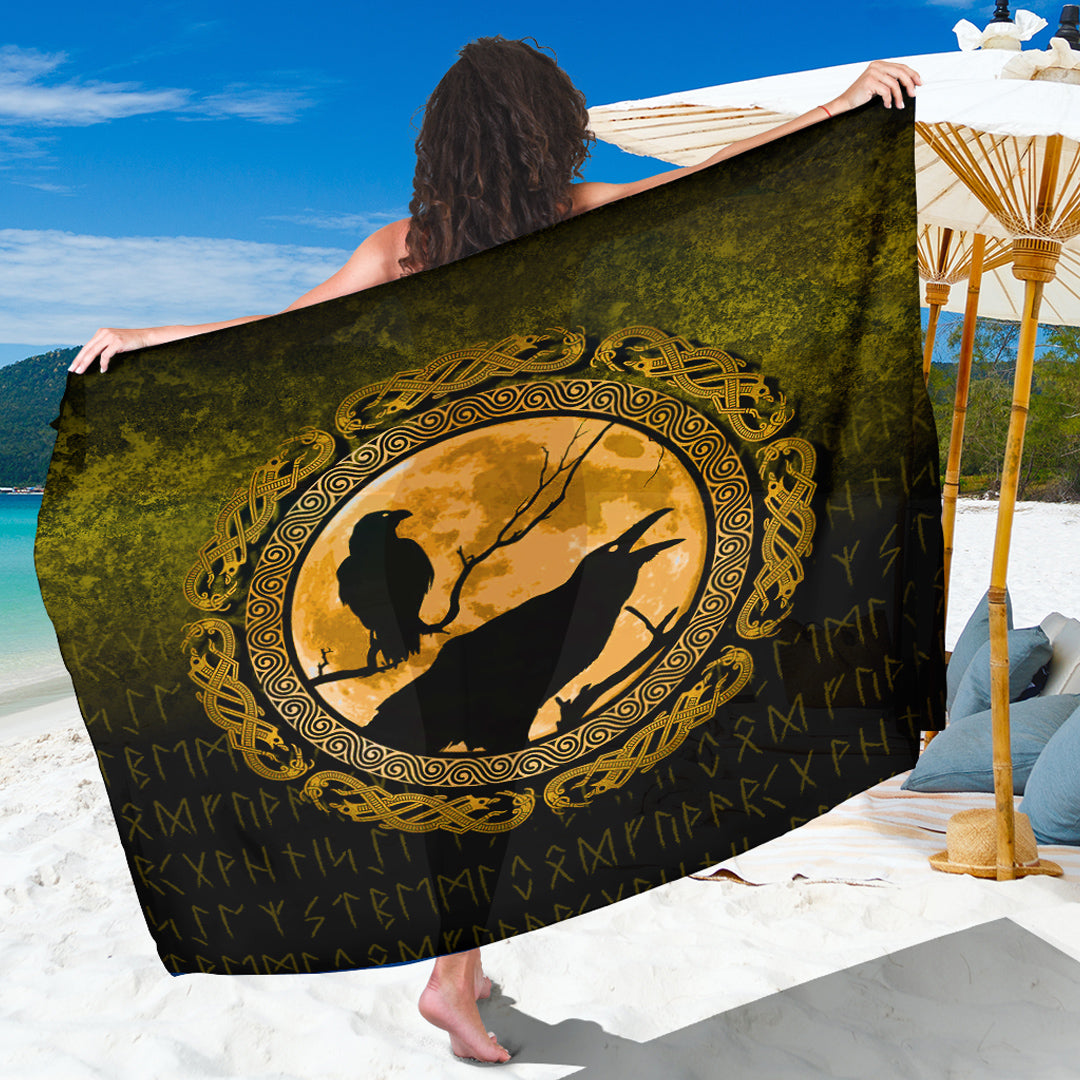 Viking Sarong - Vikings Huginn Muninn Odin Ravens - Gold Version Sarong RLT12 - Wonder Print Shop