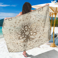 Viking Sarong - Tree Of Life with Triquetra and Futhark Pastel Gold Sarong RLT12 - Wonder Print Shop