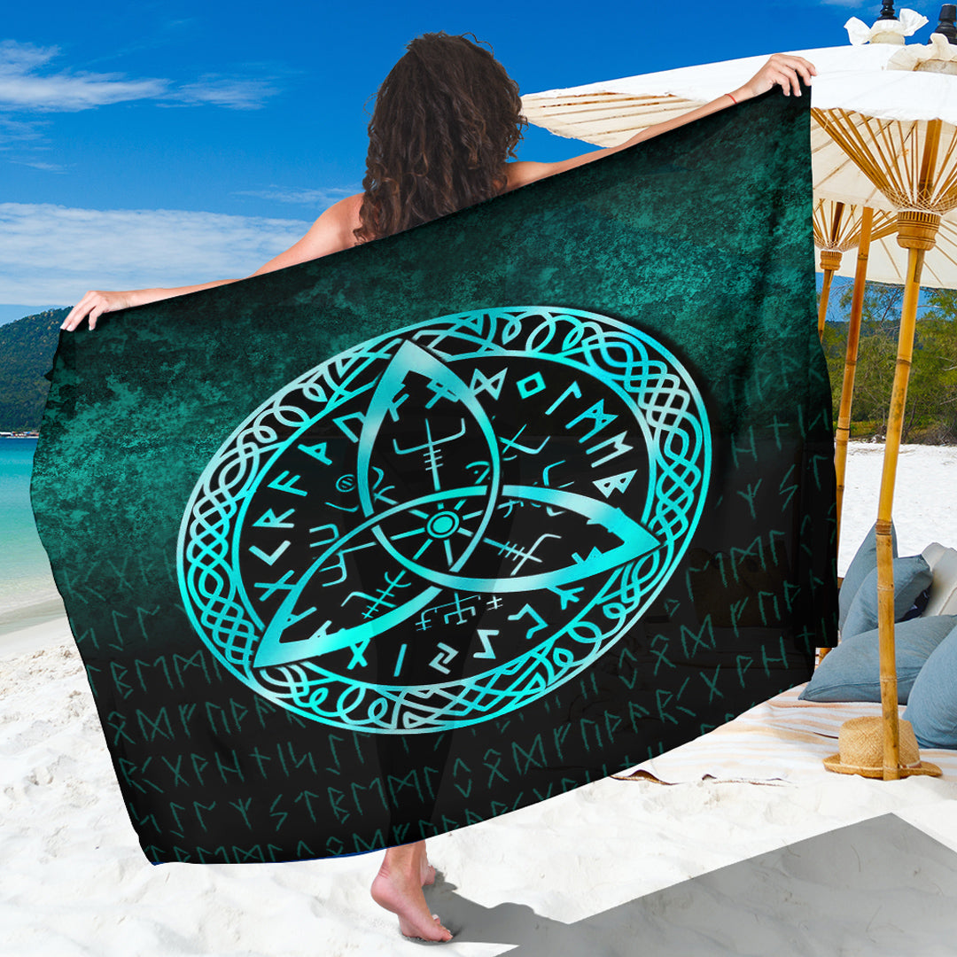 Viking Sarong - Vegvisir Nordic Viking Rune - Cyan Version Sarong RLT12 - Wonder Print Shop