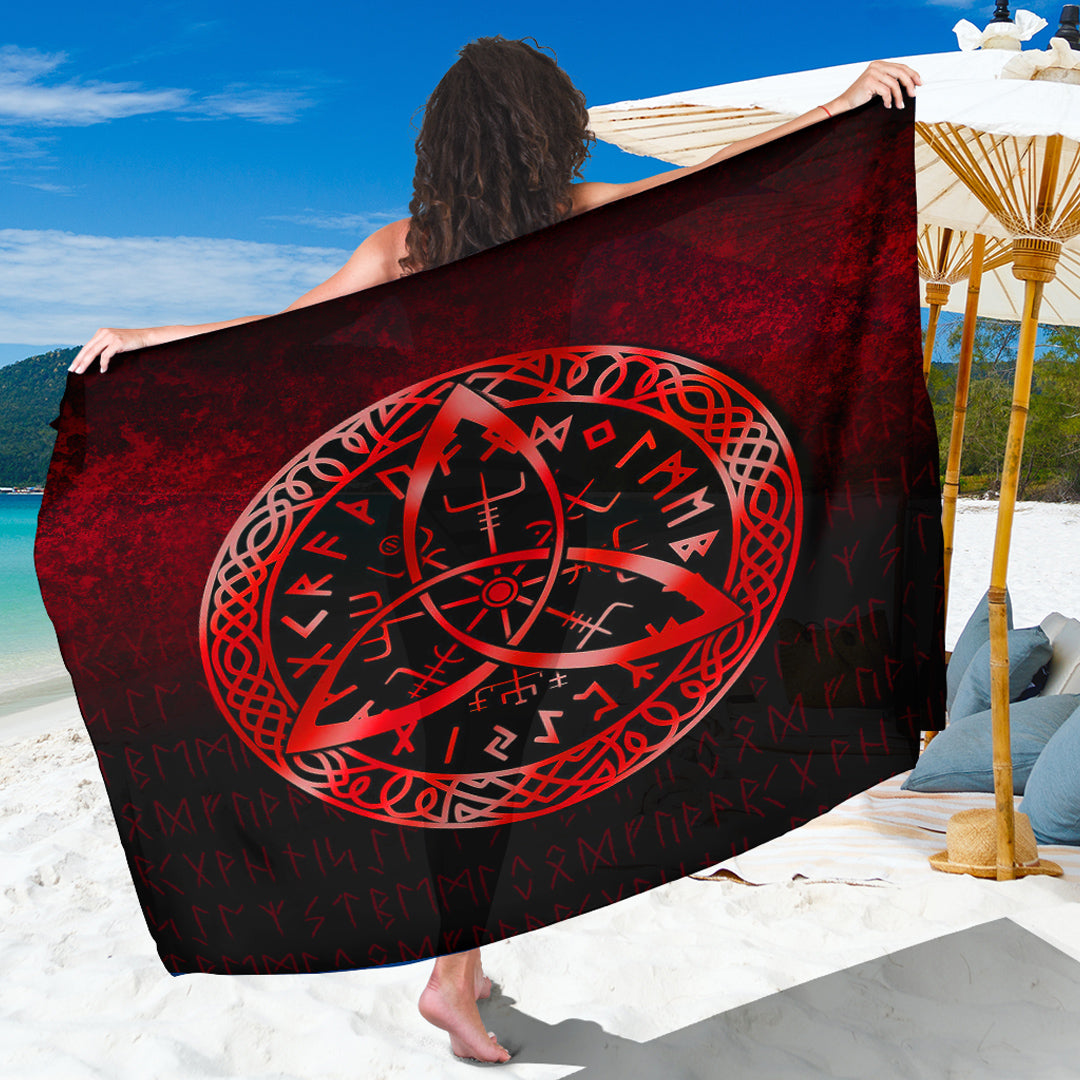 Viking Sarong - Vegvisir Nordic Viking Rune - Red Version Sarong RLT12 - Wonder Print Shop