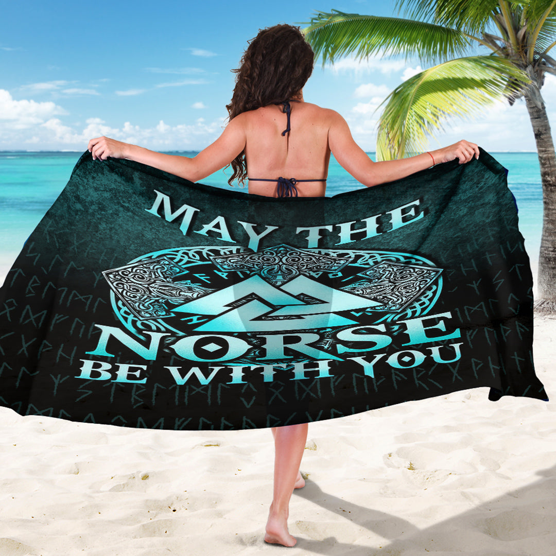 Viking Sarong - May The Norse Be With You Viking - Cyan Version Sarong RLT12 - Wonder Print Shop