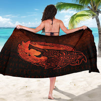Viking Sarong - Fenrir Viking 3D Tattoo - Orange Version Sarong RLT12 - Wonder Print Shop