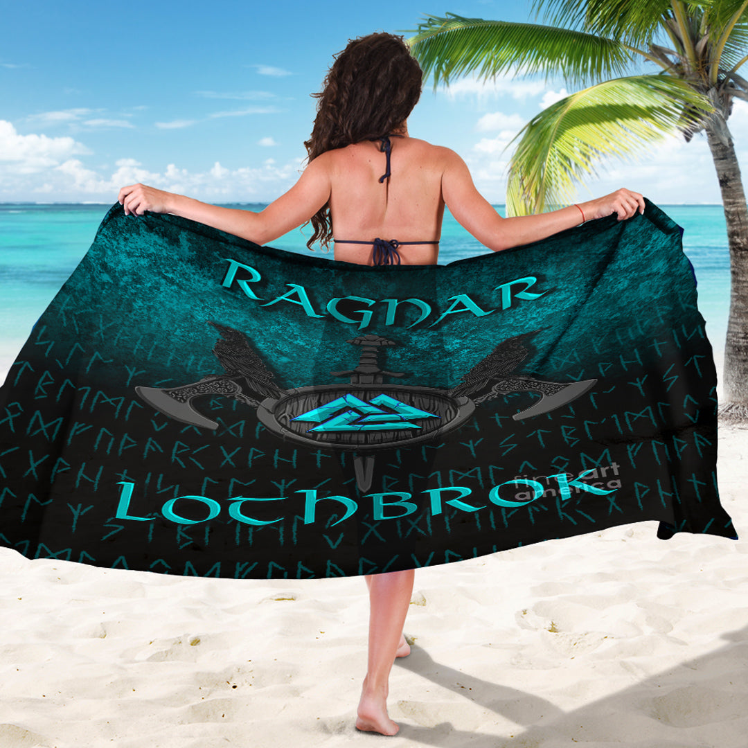 Viking Sarong - Ragnar Lothbrok - Ragnar Lodbrok - Viking Warrior - Cyan Version Sarong RLT12 - Wonder Print Shop