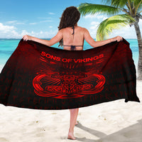 Viking Sarong - Vikings Ravens Mjolnir - Red Version Sarong RLT12 - Wonder Print Shop