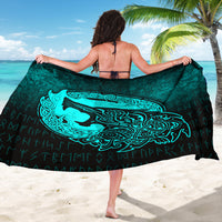 Viking Sarong - Fenrir Viking 3D Tattoo - Cyan Version Sarong RLT12 - Wonder Print Shop