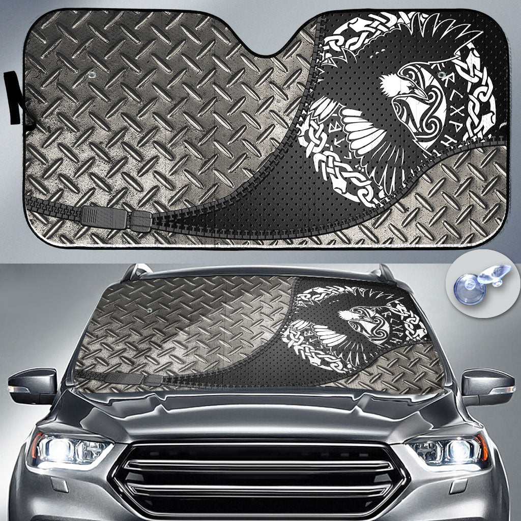 viking-auto-sun-shades-scandinavian-black-raven-in-flight-with-outstretched-wings-and-old-norse-auto-sun-shades