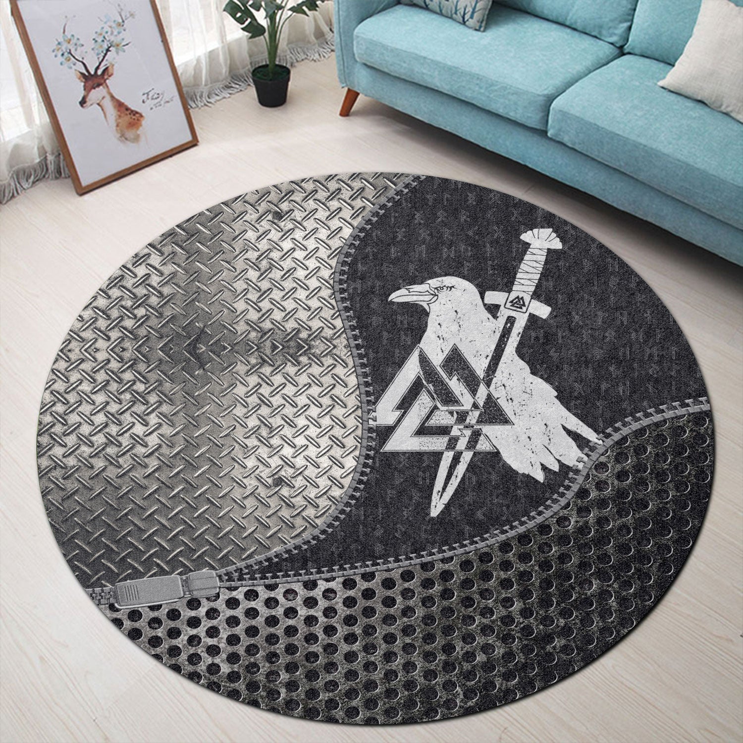 viking-carpet-scandinavian-myths-raven-round-carpet