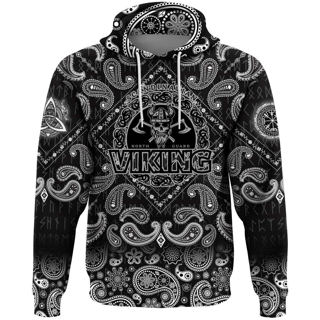 Viking Hoodie Scandinavian North Guardian with Bandana Paisley Style RLT12 - Wonder Print Shop