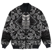 Viking Bomber Jacket Scandinavian Owl with Bandana Paisley Style RLT12 - Wonder Print Shop