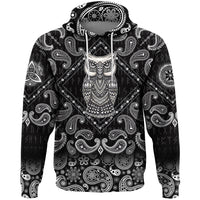Viking Hoodie Scandinavian Owl with Bandana Paisley Style RLT12 - Wonder Print Shop