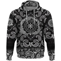 Viking Hoodie Scandinavian Runic Circle with Bandana Paisley Style RLT12 - Wonder Print Shop