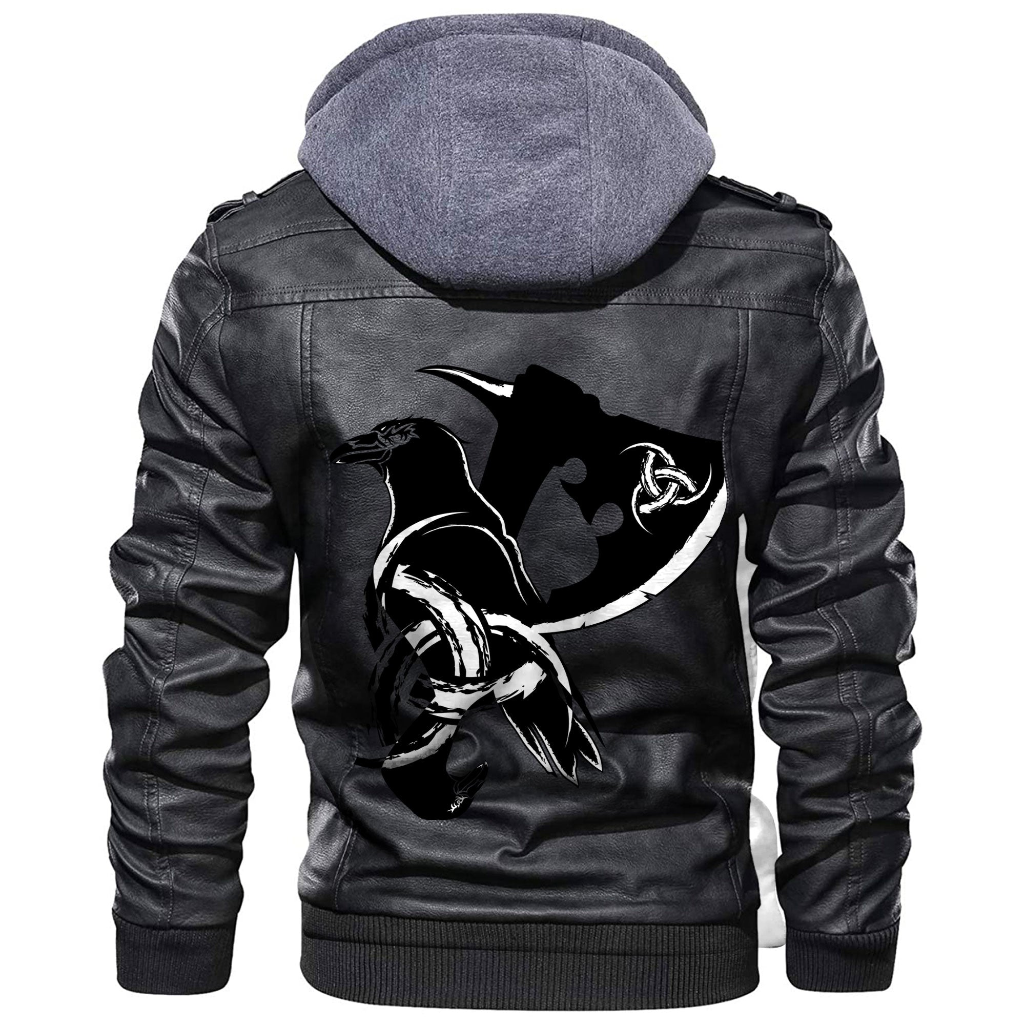 Viking Scandinavian Raven Axe Leather Jacket RLT12 - Wonder Print Shop