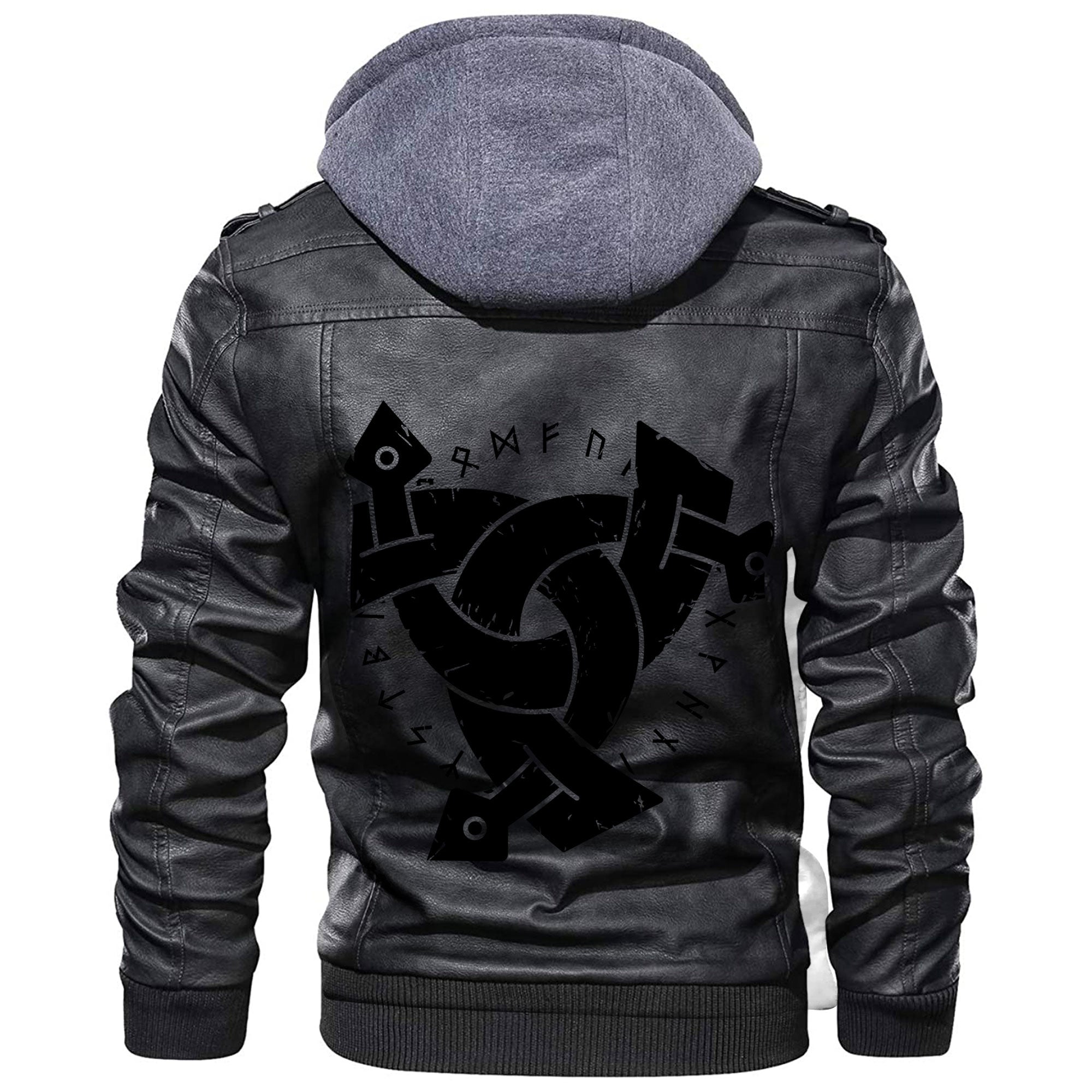 Viking Scandinavian Triple Horn Of Odin Leather Jacket RLT12 - Wonder Print Shop