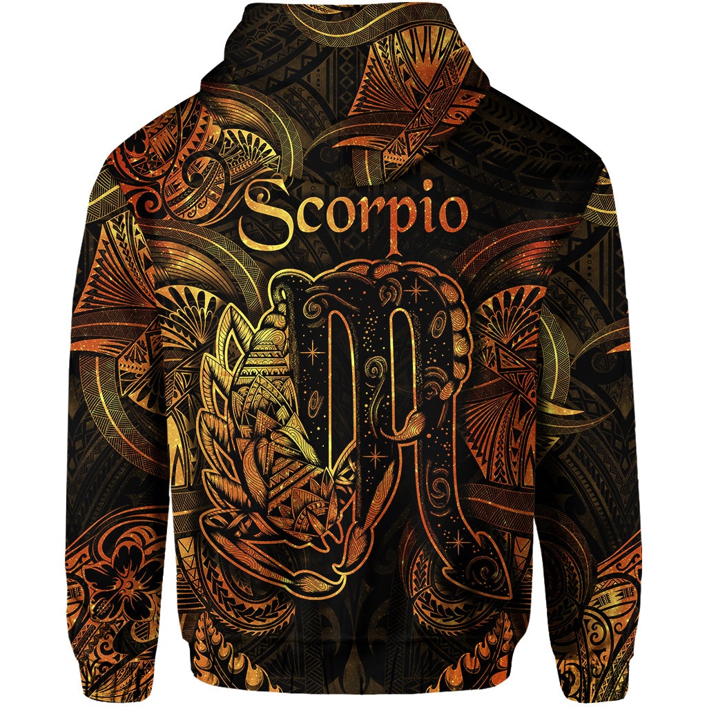 Scorpio Zodiac Polynesian Zip Hoodie Unique Style Gold LT8 - Wonder Print Shop