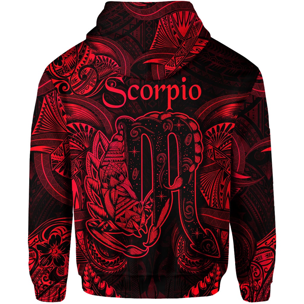Scorpio Zodiac Polynesian Hoodie Unique Style Red LT8 - Wonder Print Shop