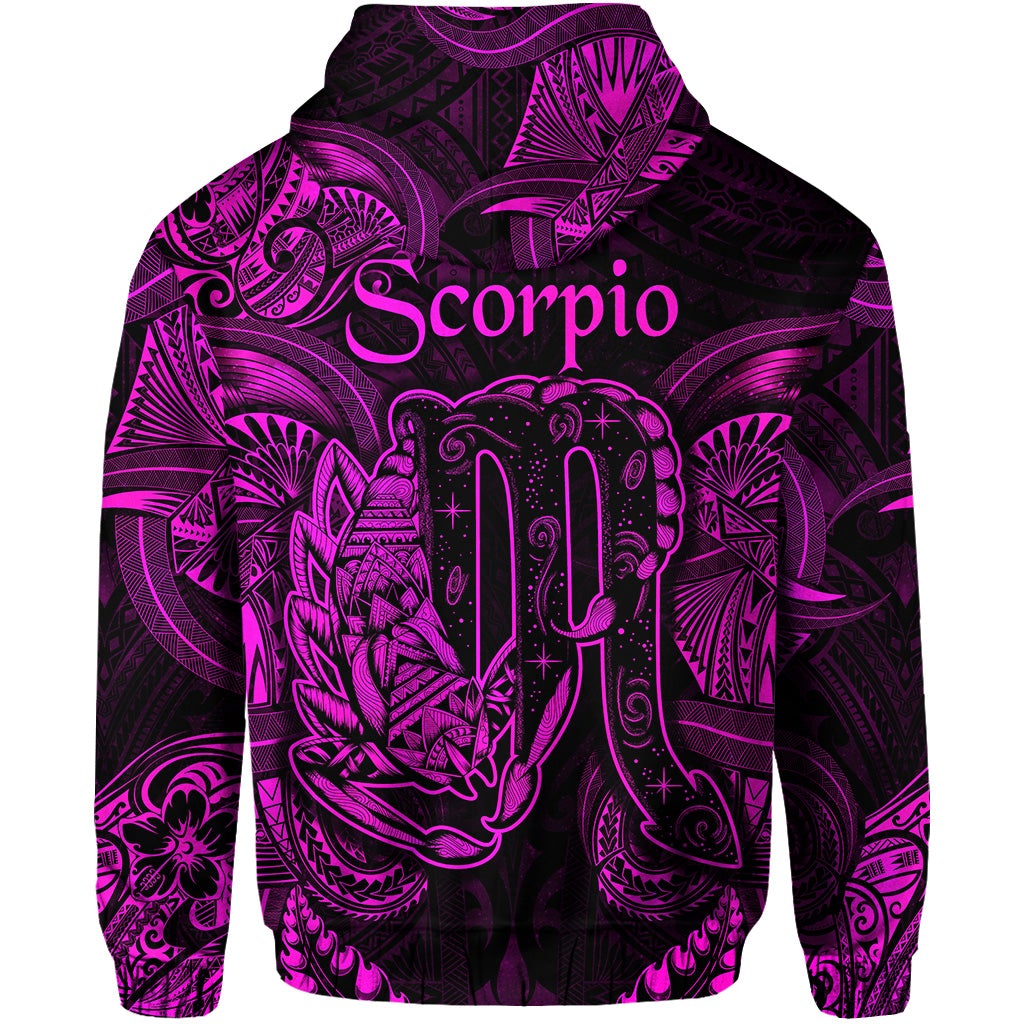 Scorpio Zodiac Polynesian Hoodie Unique Style Pink LT8 - Wonder Print Shop