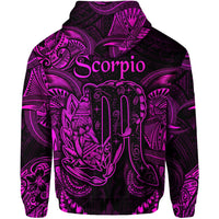 Scorpio Zodiac Polynesian Zip Hoodie Unique Style Pink LT8 - Wonder Print Shop