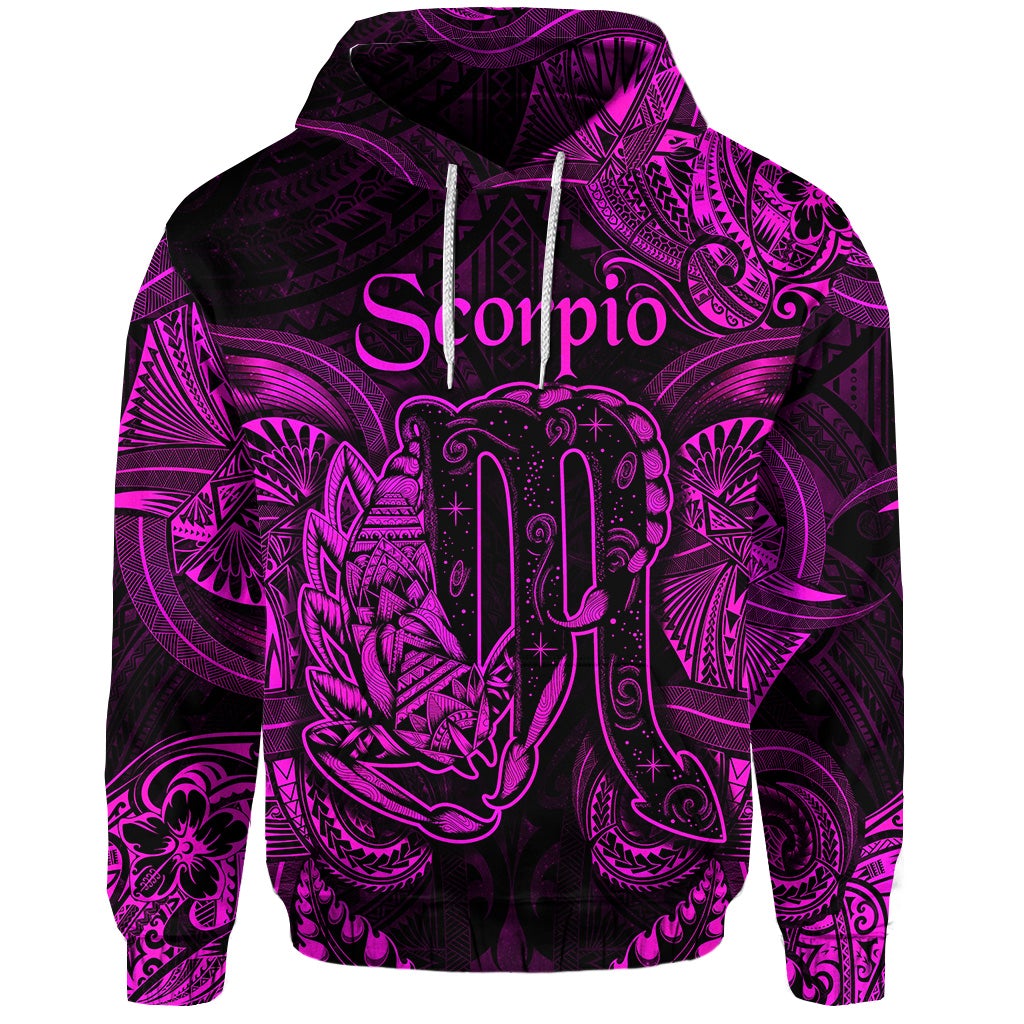 Custom Scorpio Zodiac Polynesian Hoodie Unique Style Pink LT8 - Wonder Print Shop