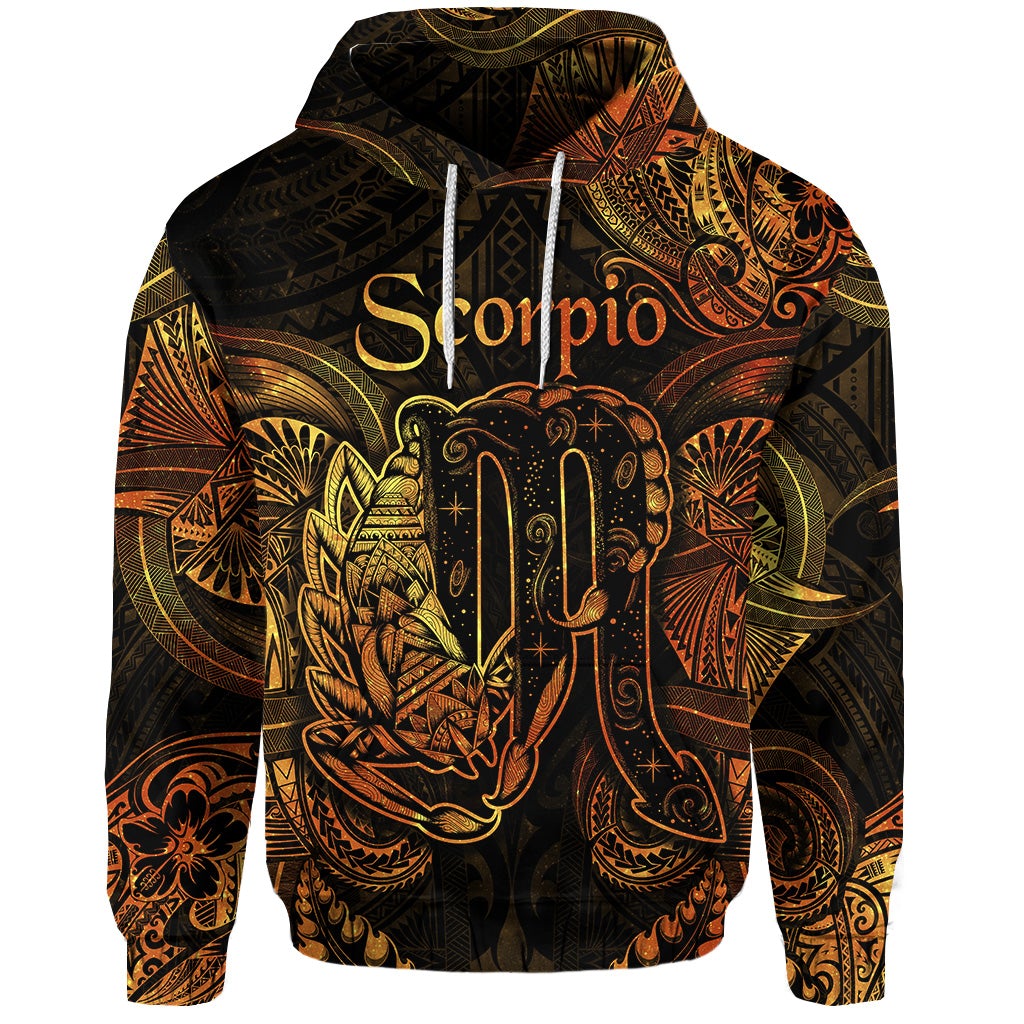 Custom Scorpio Zodiac Polynesian Hoodie Unique Style Gold LT8 - Wonder Print Shop