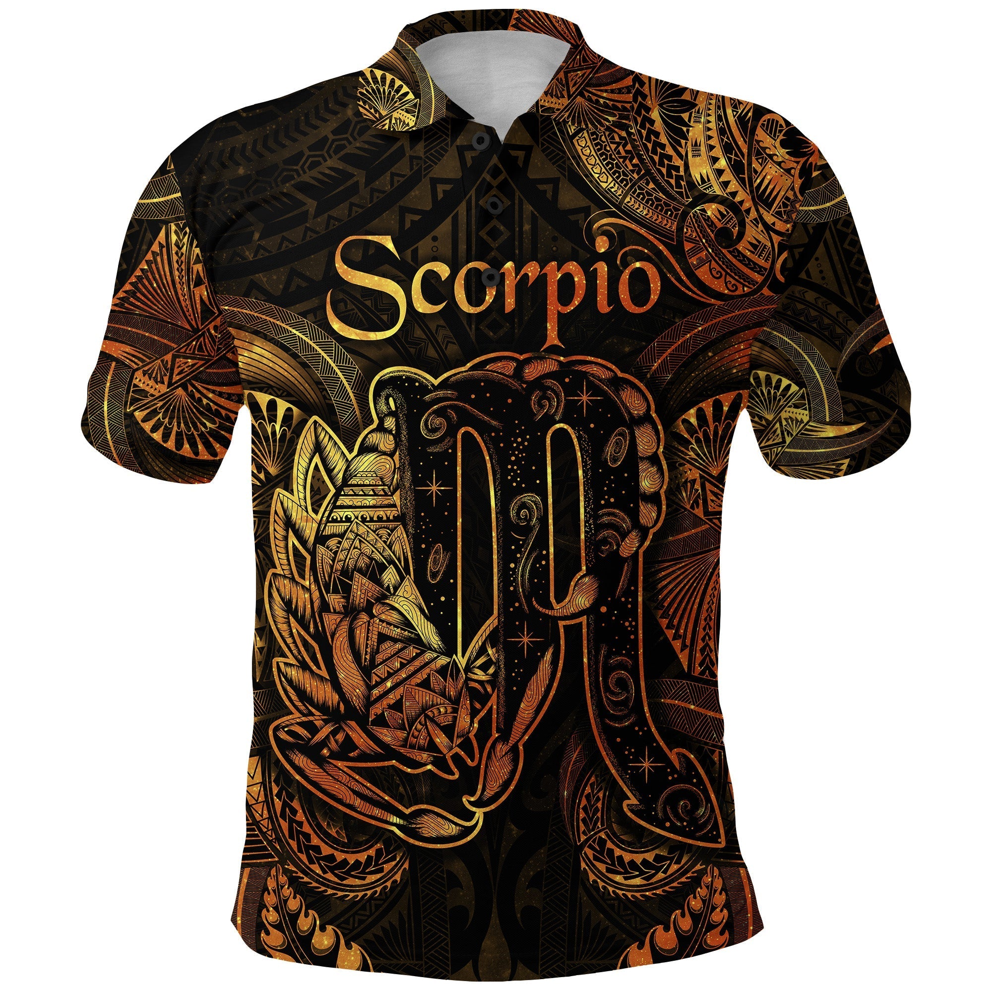 Scorpio Zodiac Polynesian Polo Shirt Unique Style Gold LT8 - Wonder Print Shop