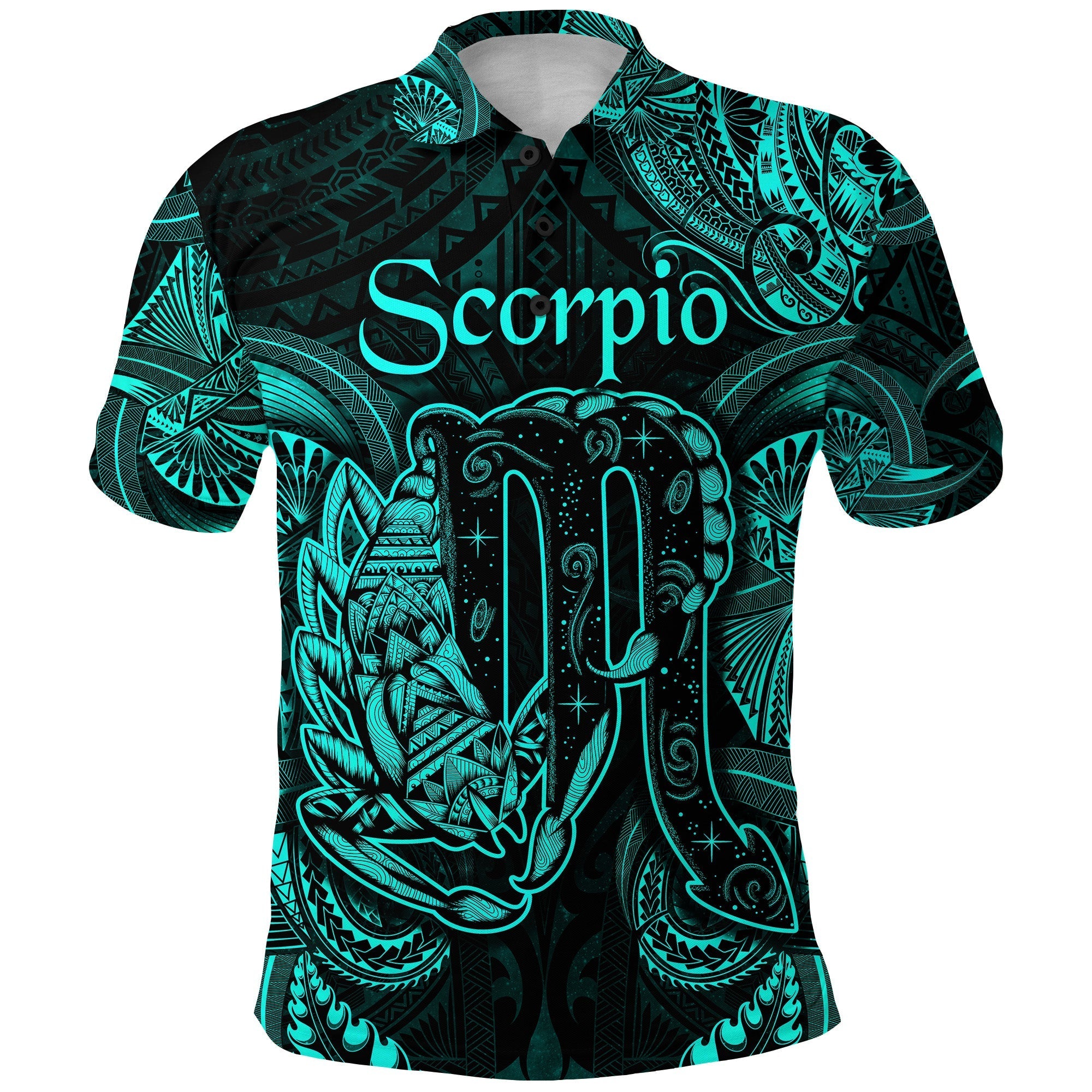 Scorpio Zodiac Polynesian Polo Shirt Unique Style Turquoise LT8 - Wonder Print Shop