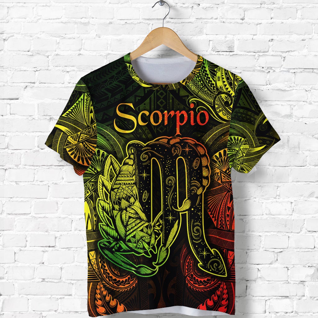Custom Scorpio Zodiac Polynesian T Shirt Unique Style Reggae LT8 - Wonder Print Shop