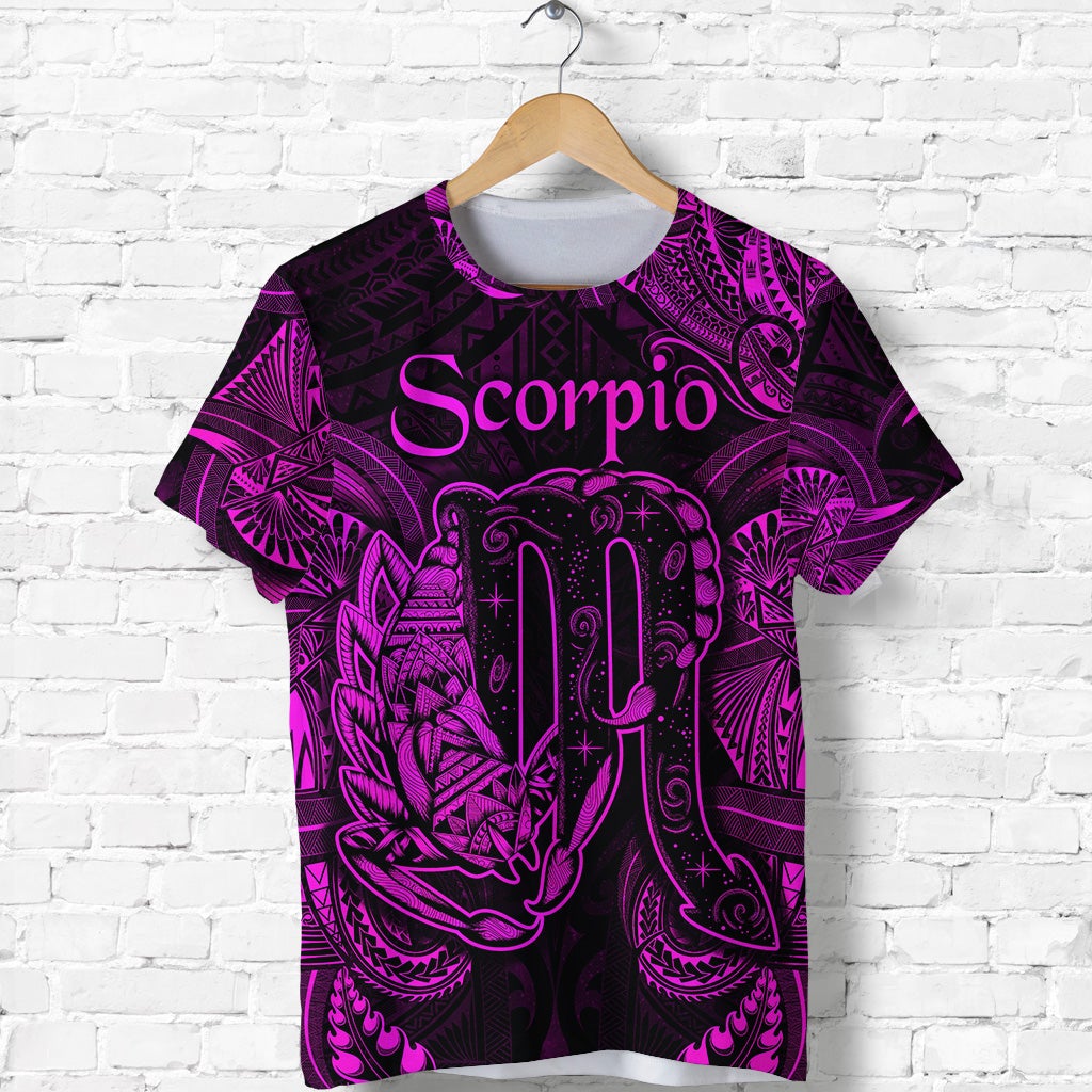 Custom Scorpio Zodiac Polynesian T Shirt Unique Style Pink LT8 - Wonder Print Shop