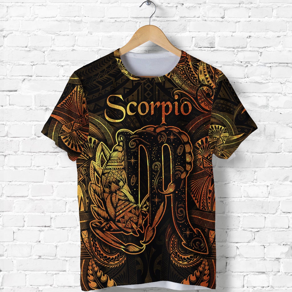 Custom Scorpio Zodiac Polynesian T Shirt Unique Style Gold LT8 - Wonder Print Shop