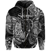 Scorpio Zodiac Polynesian Zip Hoodie Unique Style Black LT8 - Wonder Print Shop