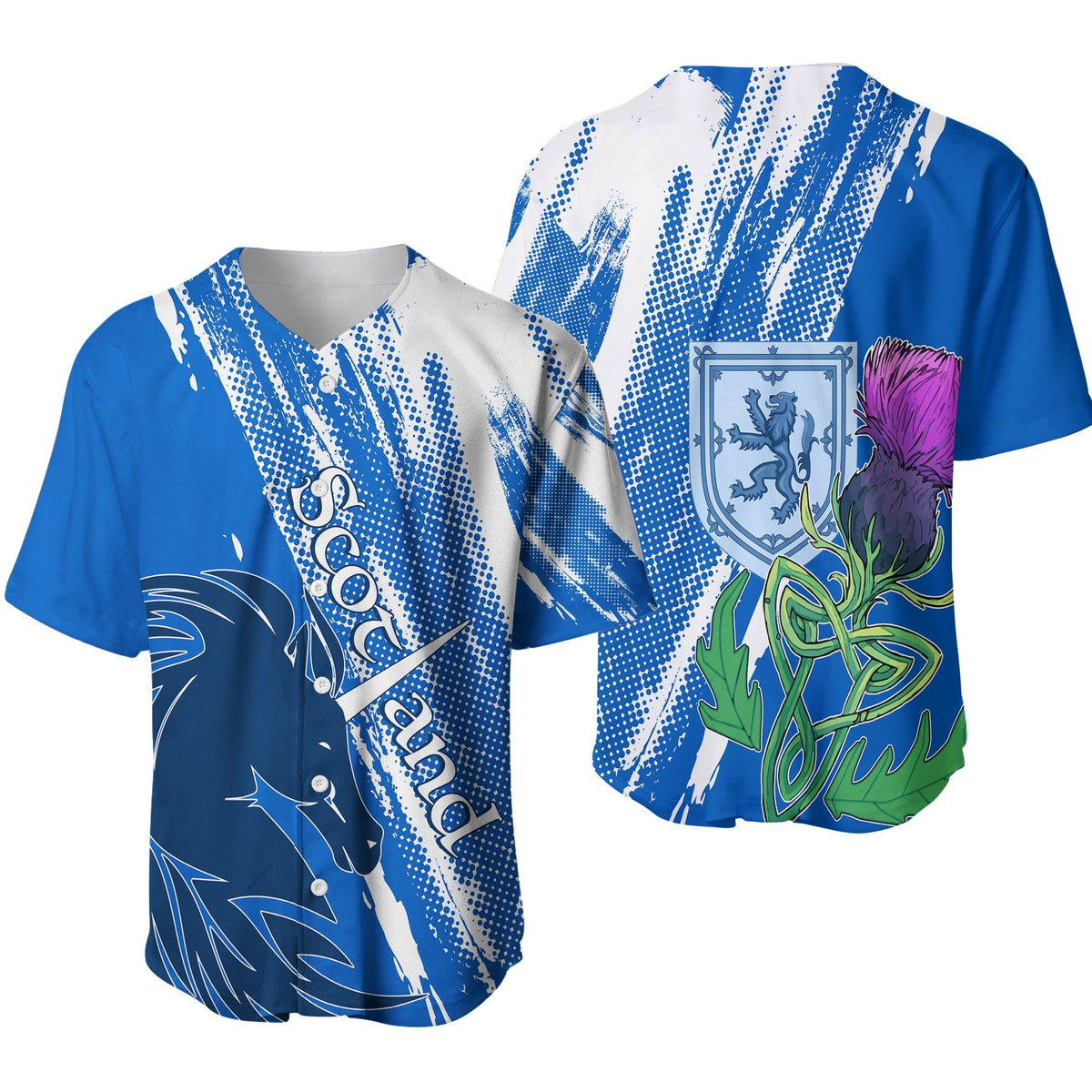 Scotland Grunge Style Unicorn and Thistle Baseball Jersey LT7 - Wonder Print Shop