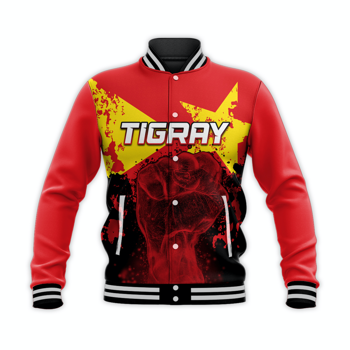 African Tigray Baseball Jacket Tigray Flag Clenched Hand LT6 - Wonder Print Shop