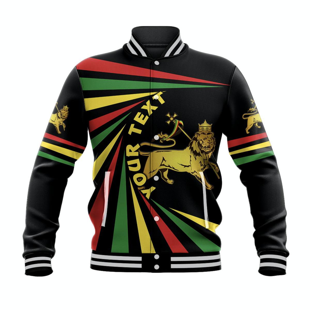 (Custom Personalised) Ethiopia Lion Of Judah Baseball Jacket Creative Style LT8 - Wonder Print Shop