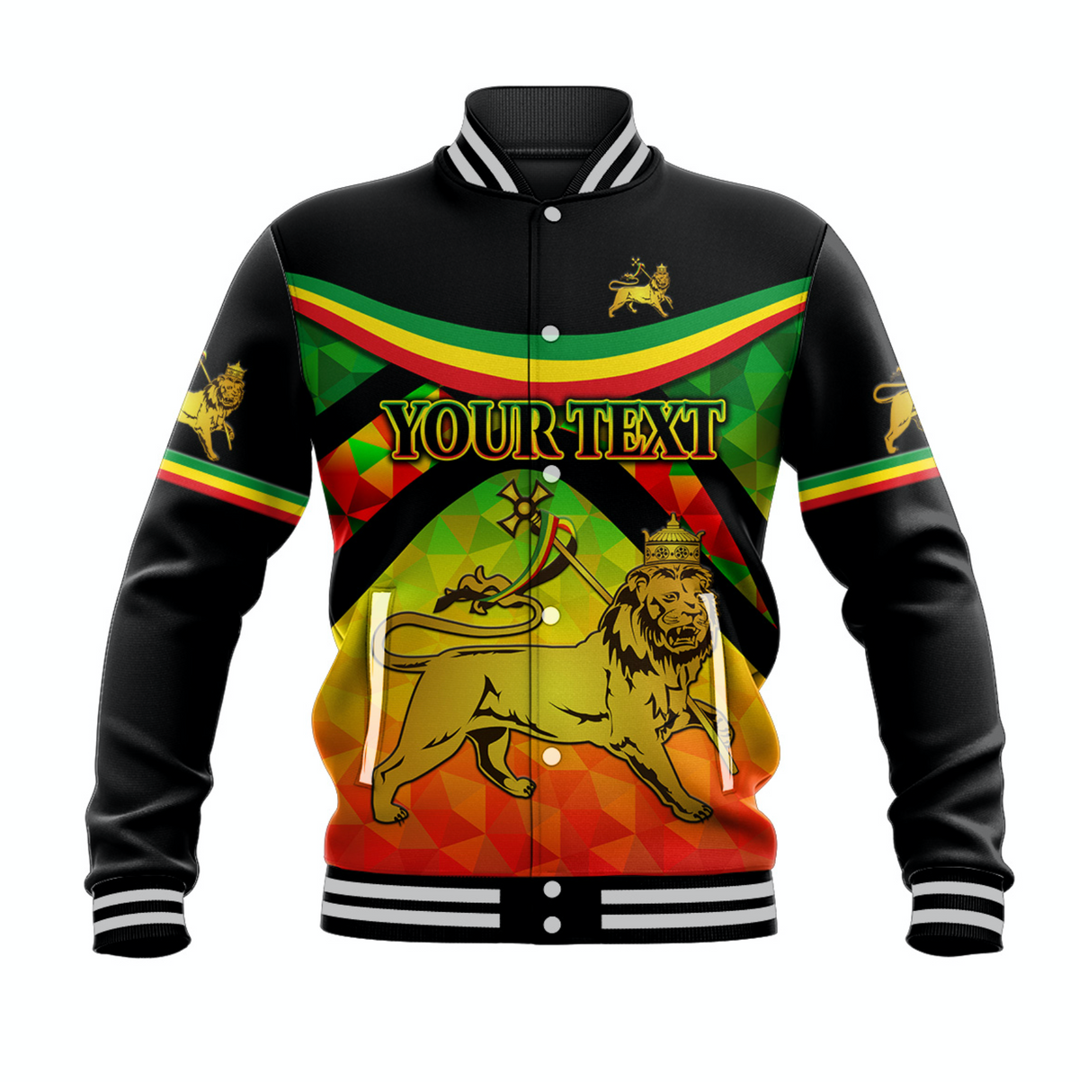 (Custom Personalised) Ethiopia Lion Of Judah Baseball Jacket Vibes Version LT8 - Wonder Print Shop