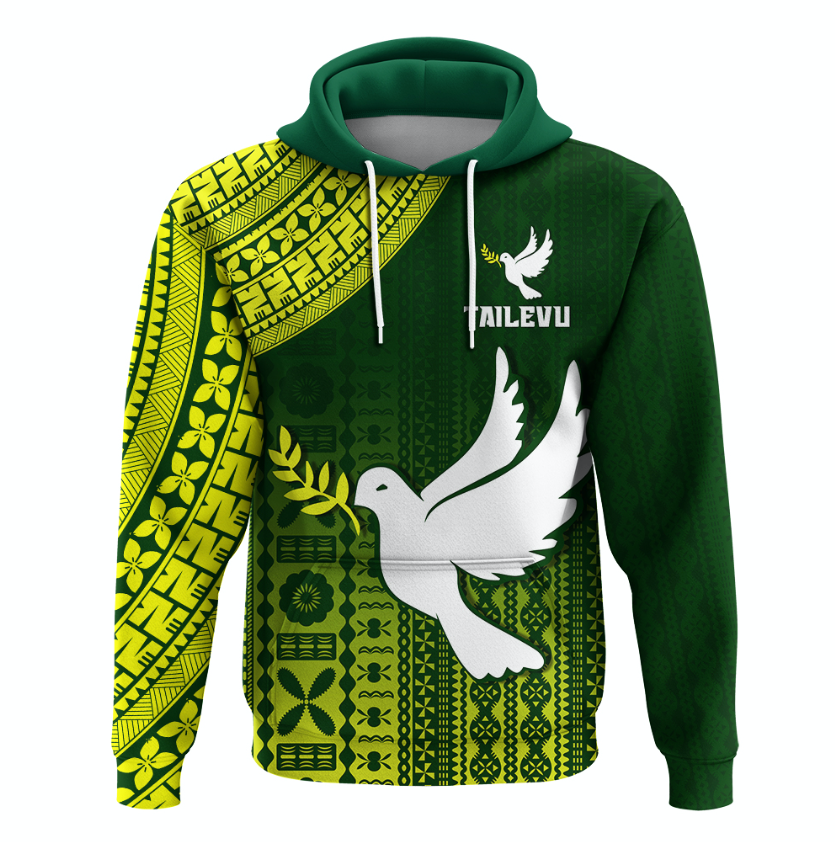 (MAGGIE) Tailevu Rugby Fiji Hoodie Go Green LT4 - Wonder Print Shop