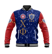 Chi Phi Baseball Jacket Simple Style Blue Scarlet LT8 - Wonder Print Shop