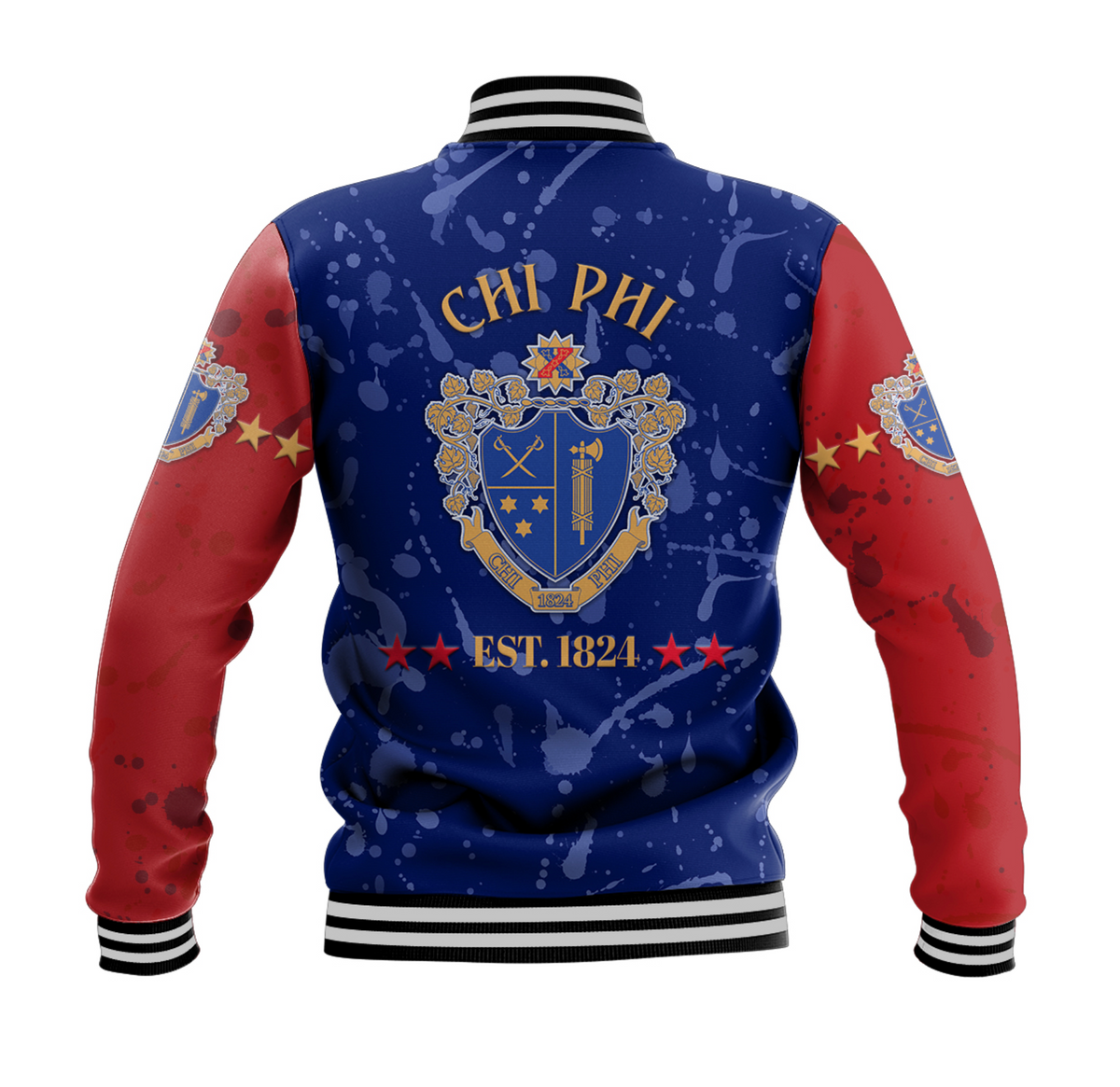 Chi Phi Baseball Jacket Simple Style Blue Scarlet LT8 - Wonder Print Shop
