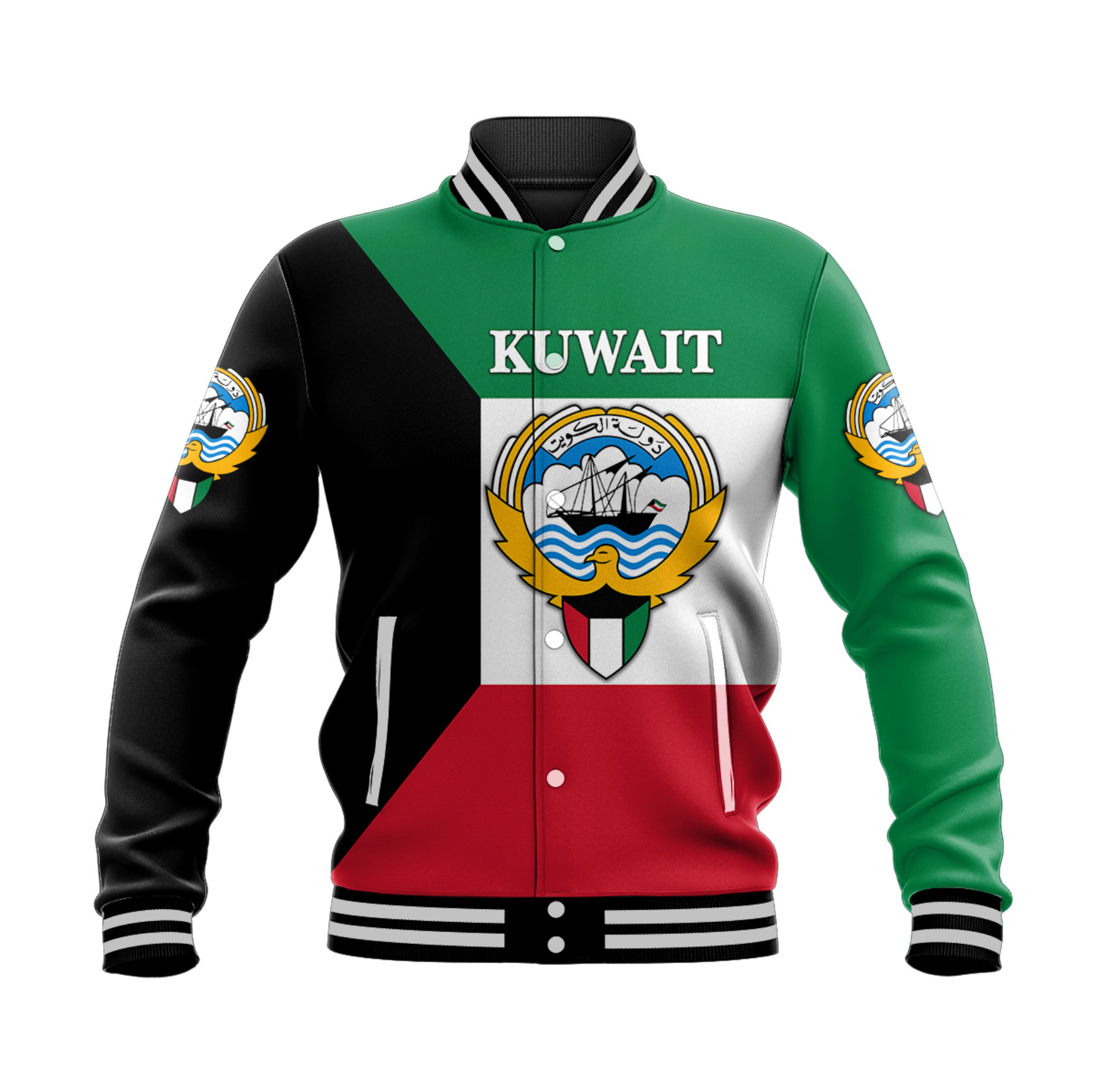 (Custom Personalised) Kuwait Baseball Jacket Flag Style LT8 - Wonder Print Shop