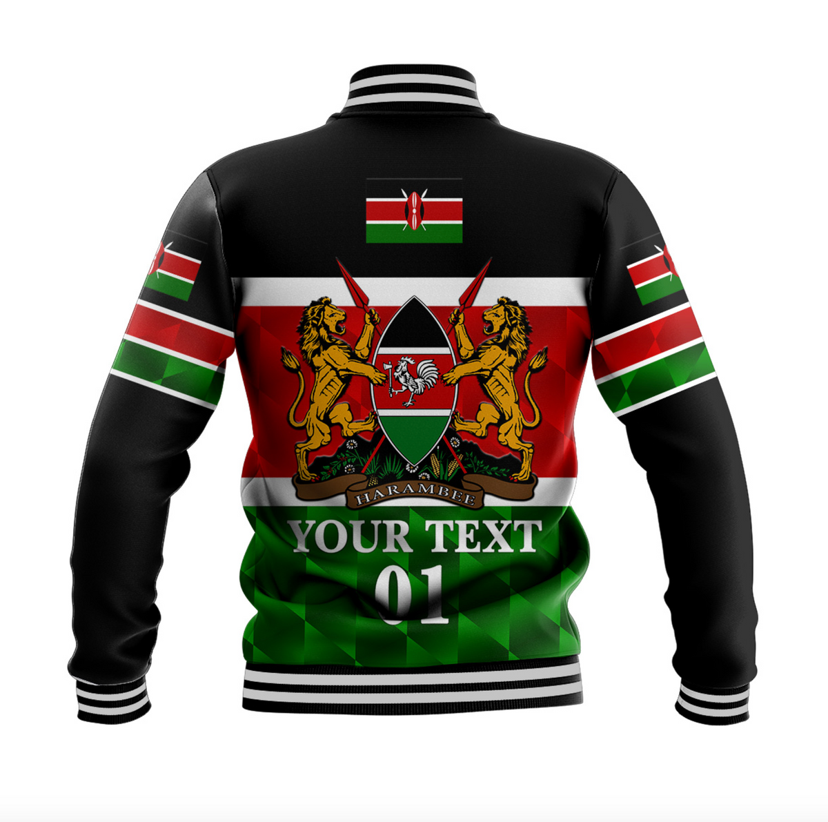(Custom Personalised) Kenya Coat Of Arms Baseball Jacket Flag Vibes LT8 - Wonder Print Shop