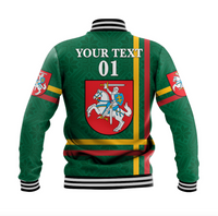 (Custom Personalised) Lithuania Baseball Jacket Coat Of Arms Lietuva Flag Style - Green LT8 - Wonder Print Shop