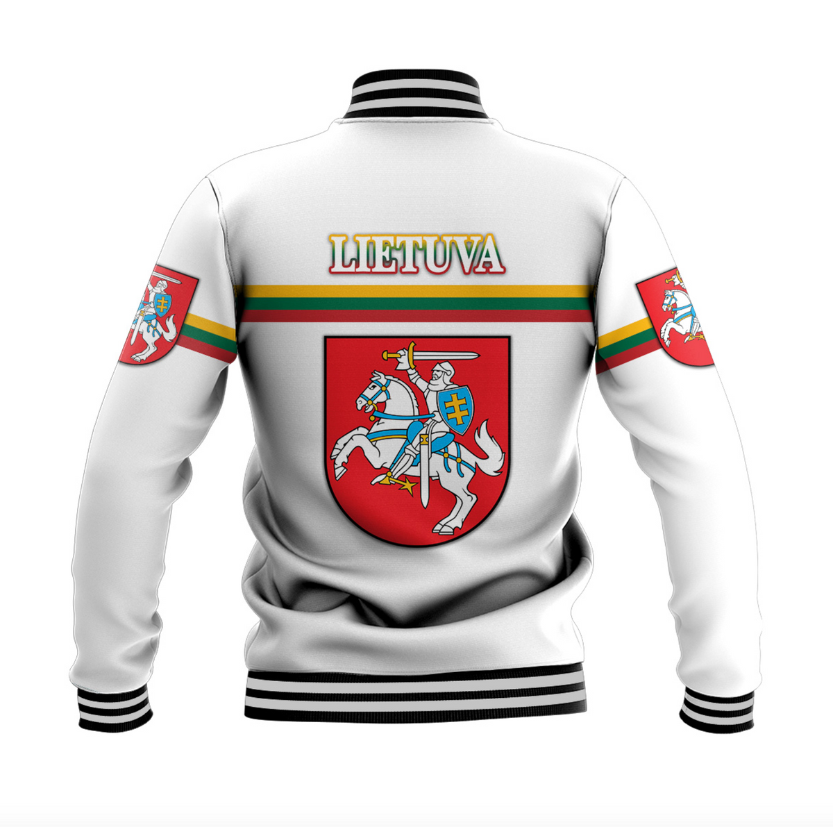Lithuania Baseball Jacket Coat Of Arms Lietuva Flag Style - White LT8 - Wonder Print Shop