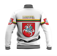 Lithuania Baseball Jacket Coat Of Arms Lietuva Flag Style - White LT8 - Wonder Print Shop
