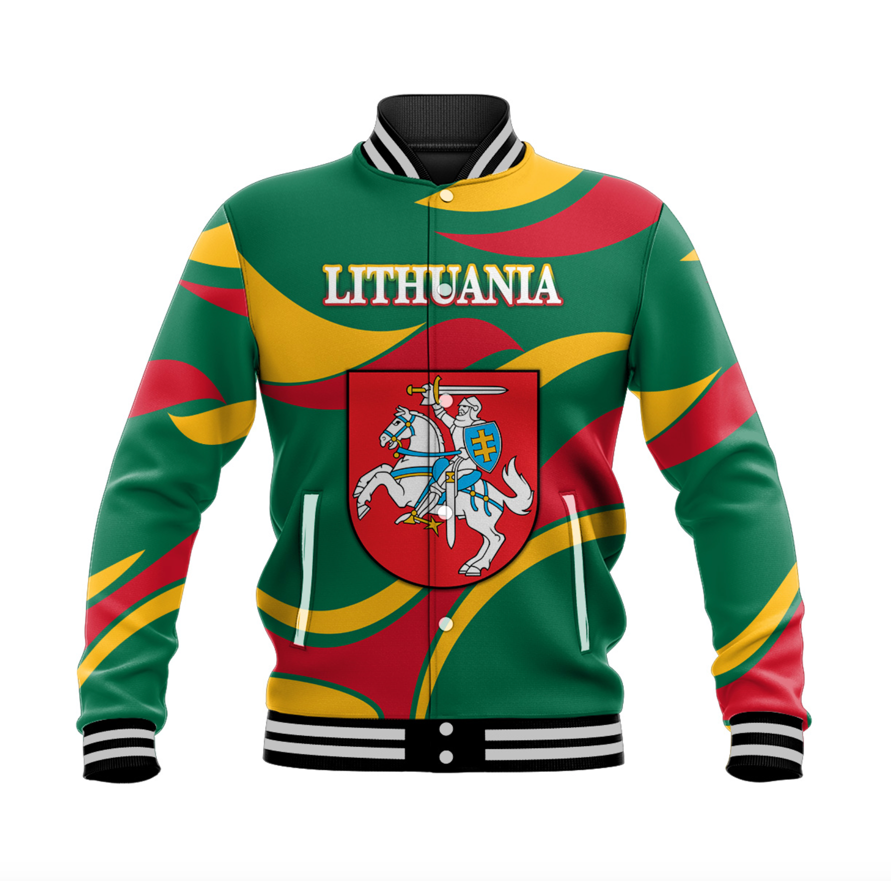 (Custom Personalised) Lithuania Baseball Jacket Coat Of Arms Lietuva Sporty Style LT8 - Wonder Print Shop