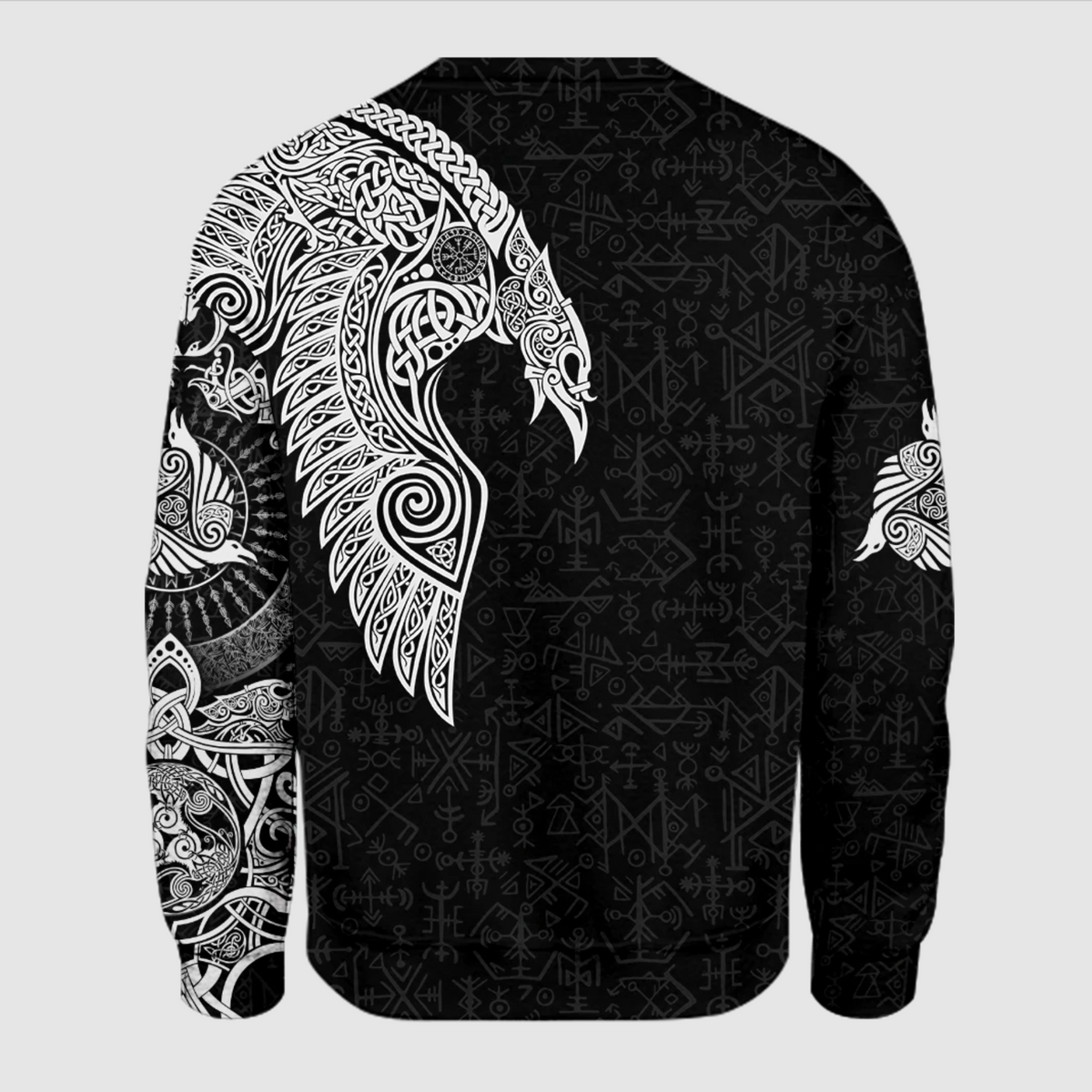 (Custom) Viking Clothing - Viking Raven Tattoo Black Sweatshirt RLT12 - Wonder Print Shop